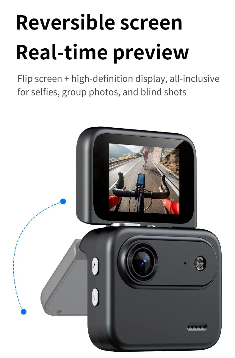 Y360 Action Camera With Flip Screen 4K Ultra HD Recording VLOG-Ready Image Stabilization Wide-Angle Lens Cycling Camera
