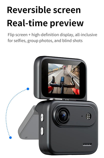 Y360 Action Camera With Flip Screen 4K Ultra HD Recording VLOG-Ready Image Stabilization Wide-Angle Lens Cycling Camera