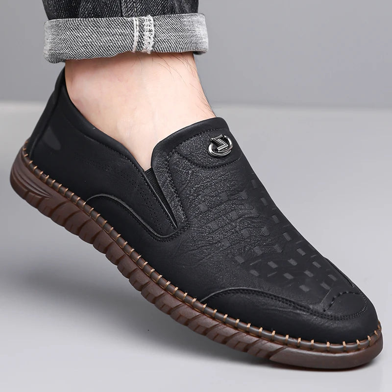 Men's Non-slip Slip-On Loafers, Comfortable Soft Sole Business Casual Shoes, Breathable for Outdoor & Driving-XH502