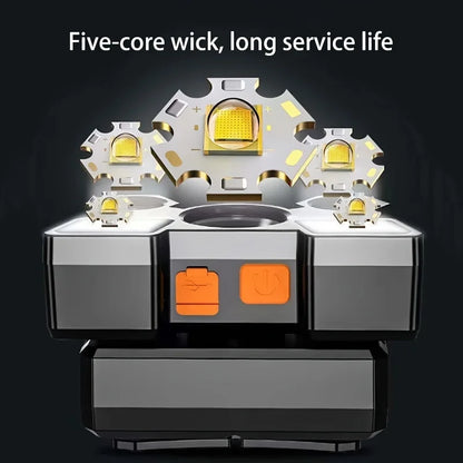5 LED Flashlight Rechargeable with Built in Lithium Battery Strong Head Light Camping Adventure Fishing Cycling Headlamp