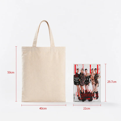 100pcs/lot Custom Canvas Tote Bag with Logo Small Batch Wholesale Reusable Cotton Shopping Bag