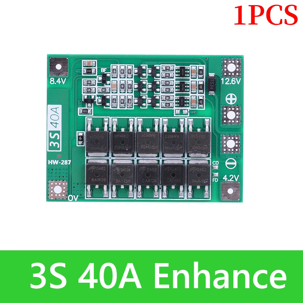 BMS 3S/4S 5A 10A 20A 25A 40A 60A Płytka zabezpieczająca ładowarkę do akumulatorów litowo-jonowych 18650 do wiertarki 12 V z funkcją wzmocnienia/balansu
