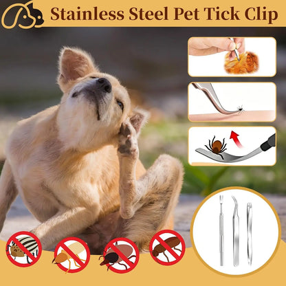 1Set Portable Tick Removal Tweezers Professional Painless Tick Remover Tool for Dogs Cats Pets Human Tick Extractor Accessories