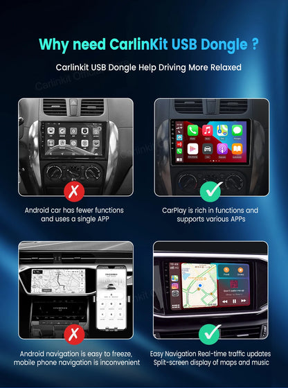 CarlinKit USB Wired/Wireless CarPlay Adapter Wireless Android Auto AI Box Mirrorlink Bluetooth Auto Connect For Android Car Radio For Youtube Netflix Google Map Android Aftermarket Car Screen