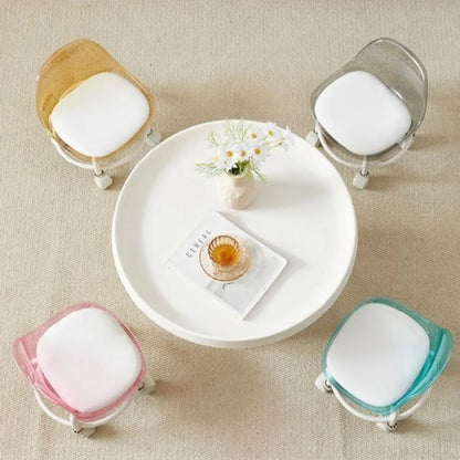 New Transparent Small Stool Universal Wheel Simple Low Chair Multifunctional Noiseless Backrest Seat Household