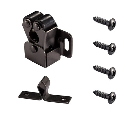 Furniture Door Stoppers Antique Copper Color Cupboard Cabinet Door Roller Latch Twin Double Catches with Striker and Free Screws