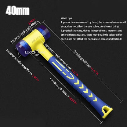 25-45mm Double-sided Rubber Mounting Hammer Detachable Hammerhead for Tile Flooring Door Window Crafts Jewelry Camping Hand Tool