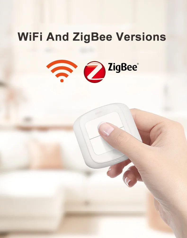 Tuya Smart WiFi/Zigbee Switch Push Button Switch 2Gang 4 Scene Wireless Smart Home Remote Controller Automation Scenario Switch