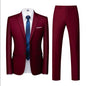 Men's Suit (Blazer+Pants) Fashion Business Casual Slim-fit Wedding Gentleman Solid Color Full Professional Interview Formal Suit