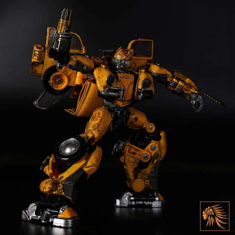 Transformable Robot 21cm Bumblebee Alloy Painted Action Figure Collectible Toy Battle Damaged Car Model Desk Ornament Boy Gift