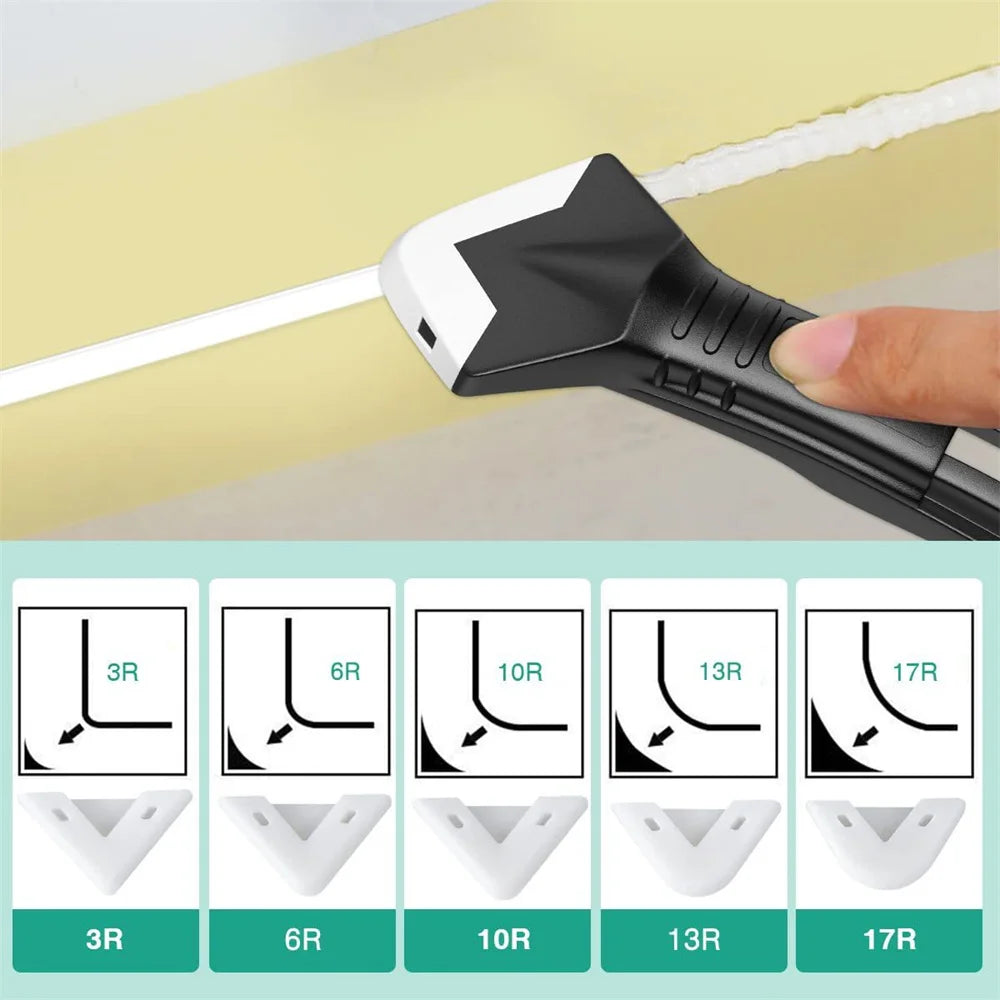 5In1 Silicone Scraper Caulk Tools Glass Glue Angle Scraper Stainless Steelhead Finisher Sealant Scraper Remove Scraper Grout Ki