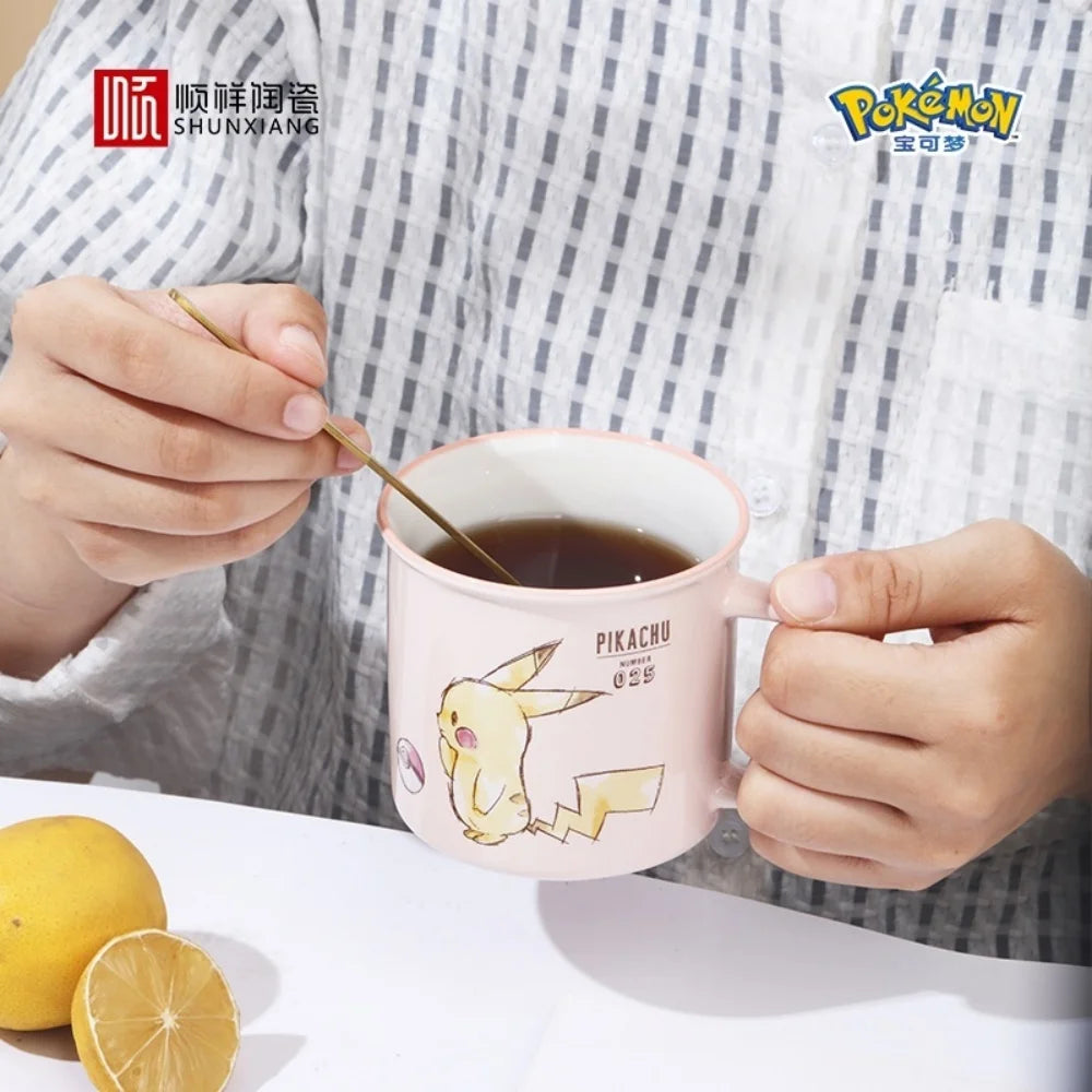 SHUNXIANG Pokémon Licensed Pikachu Ceramic Mugs Kawaii Pattern Breakfast Milk Cup Kids Coffee Cups Drinkware Gift
