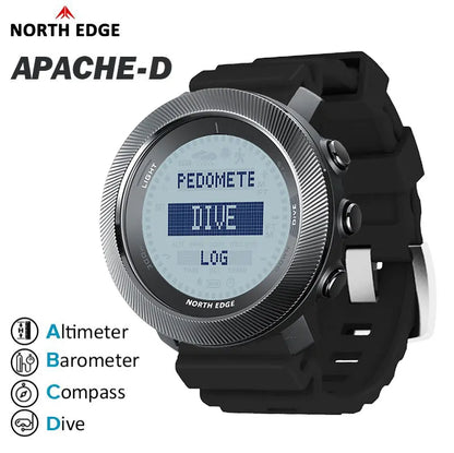 NORTH EDGE 2025 APACHE-D Smart Watch Free Dive Watch Sports Digital Watch Altimeter Barometer Compass World Time Waterproof 100M