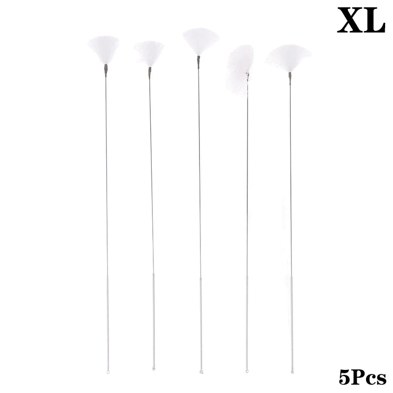 1/5Pcs Goose Feather Stick Ear Picking Elastic Earwax Cleaner Stick Massage Chicken Peacock Feather Silver Needle Ear Dig Tool