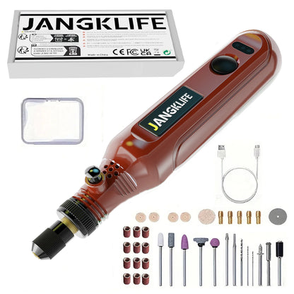 JANGKLIFE USB Cordless Rotary Tool Kit Woodworking Engraving Pen DIY For Jewelry Metal Glass Mini Wireless Drill