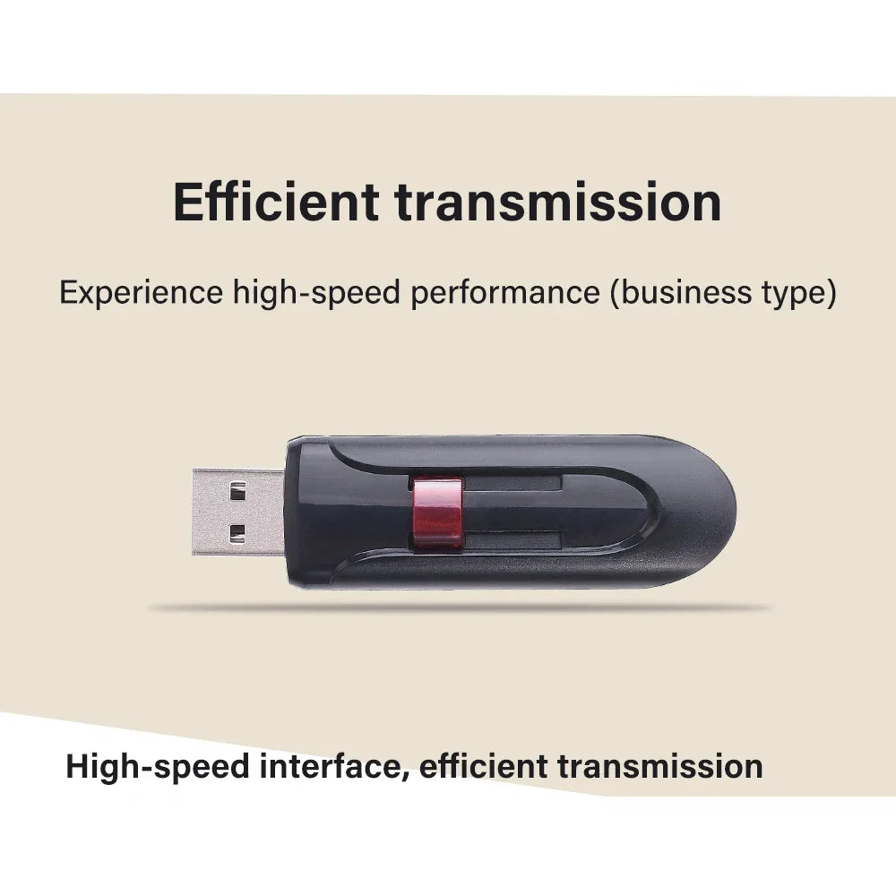 High Speed Genuine USB Flash Drive 128GB Black Pen Drive with Bonus Keychain 64GB Memory Stick 32GB Business Gift 16GB