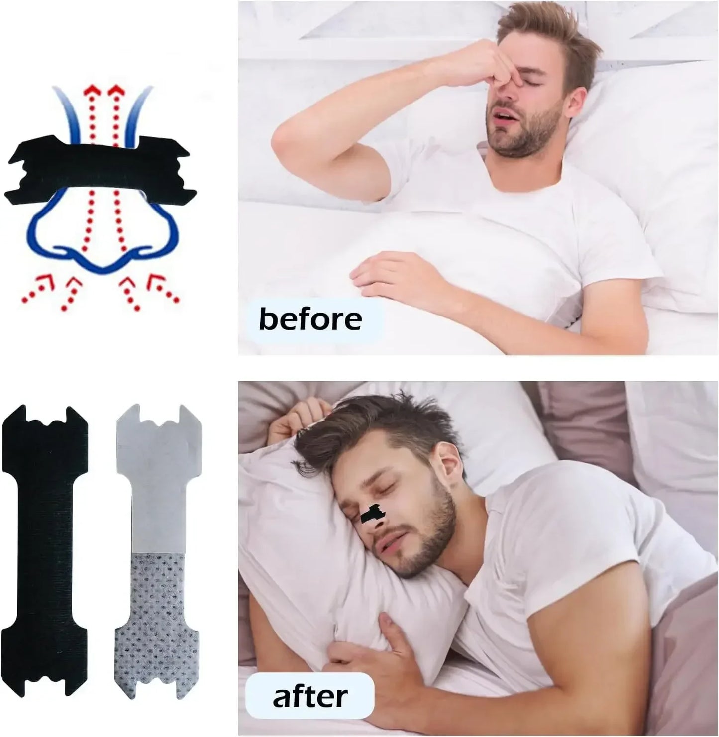 30/90/150PCS Enhanced Adhesion Sports Nasal Strips Breathable Comfortable Design Sleep Aid Non-Invasive Anti Snoring Nose Patch