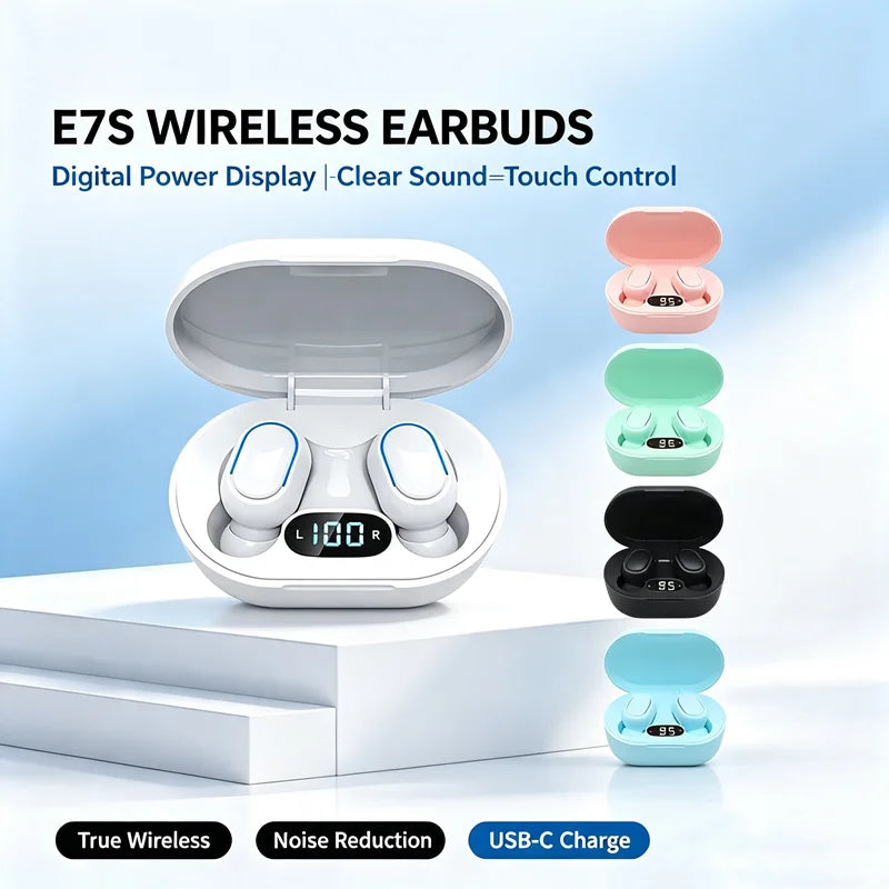 Original E7S Wireless Bluetooth Headset with Mic LED Display Earbuds TWS Earphone Bluetooth Headphones