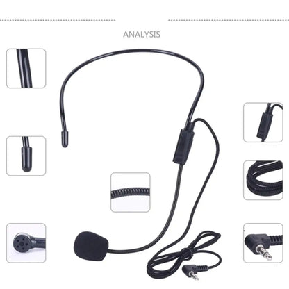 New Portable Wired Microphone 3.5mm Plug Flexible Headset Microphone Video Recording Head-mounted Speech Headset Mic