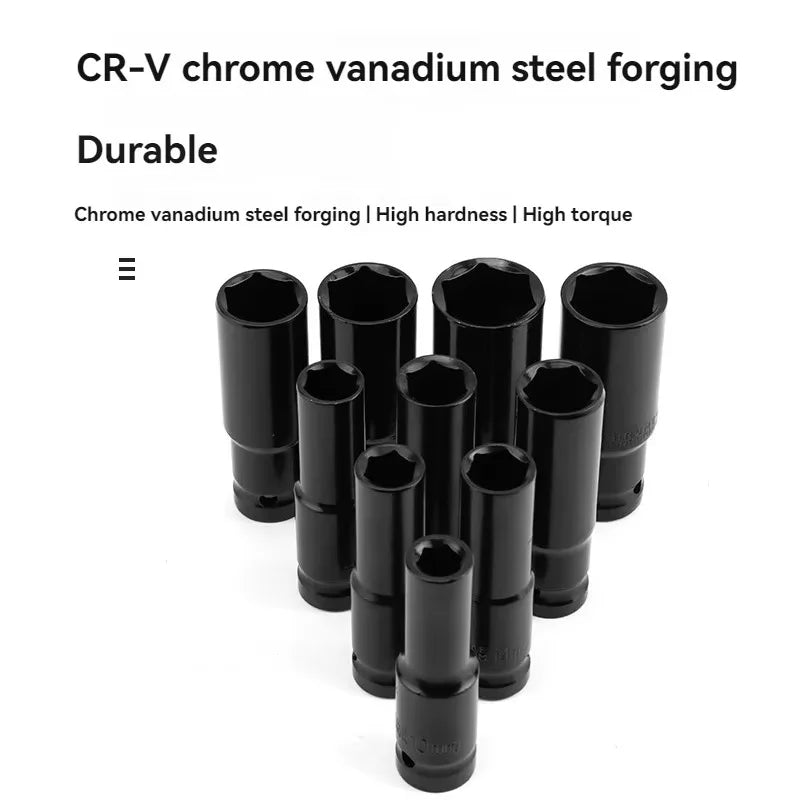 10pcs 1/2 Drive Metric Impact Socket Set Universal Deep Socket Wrench for Air Pneumatic Repair Tools