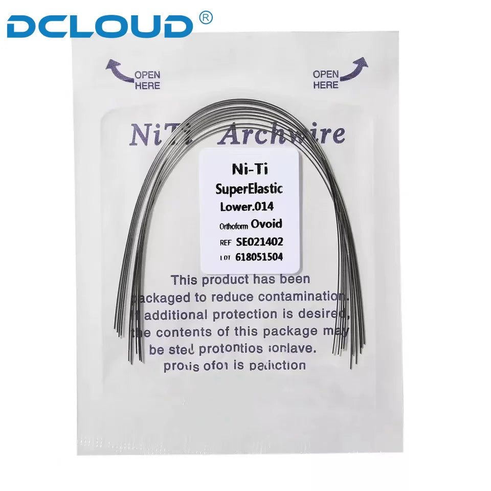 100Pcs/10Packs Dental Orthodontic Ovoid Form Archwires Niti Super Elastic Round Rectangular Wire 012/014/016/018/16X16/16X22