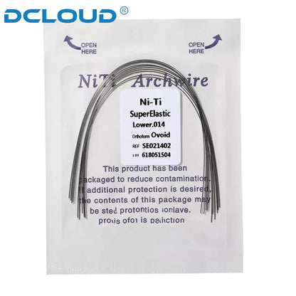 100Pcs/10Packs Dental Orthodontic Ovoid Form Archwires Niti Super Elastic Round Rectangular Wire 012/014/016/018/16X16/16X22