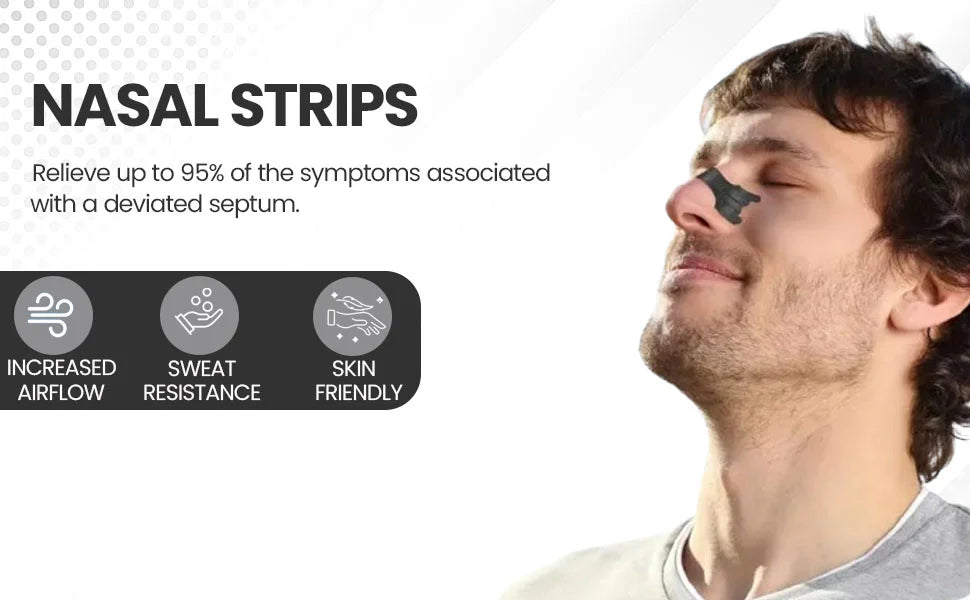 Nose Strips for Breathing, Oil & Sweat Proof Adhesive, Athletic Nasal Strips for Snoring & Sleeping