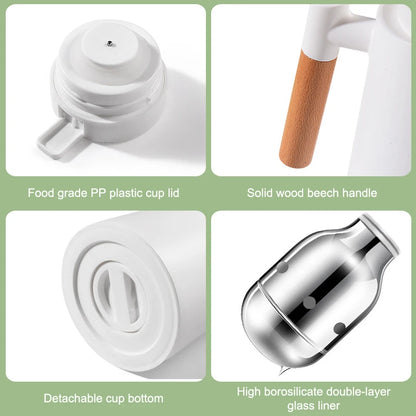 1Pc 1000ML Thermos Bottle Nordic Thermos For Hot Water Intelligent Water Heater Kettle Jug Bottle Vacuum Flask Wooden Handle