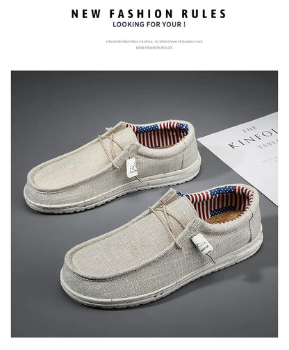 Men's Loafers Shoes Slip-on Easy To Put on Take Off Comfortable Breathable Casual Lightweight Low-Top Men's Canvas Shoes