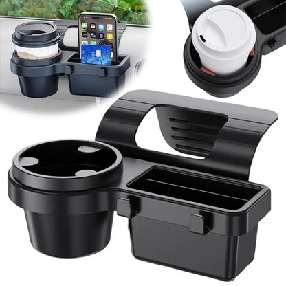 Car Door Side Window Organizer Hanging Storage Rack With Cup Holder & Phone Slot Durable Plastic Storage Auto Accessories