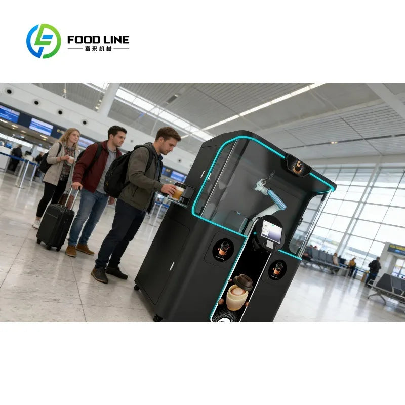 Custom AI Robotic Barista Coffee Machine, Smart AI Coffee Robot, Commercial Self Service Espresso Maker for Mall Hotel Cafe