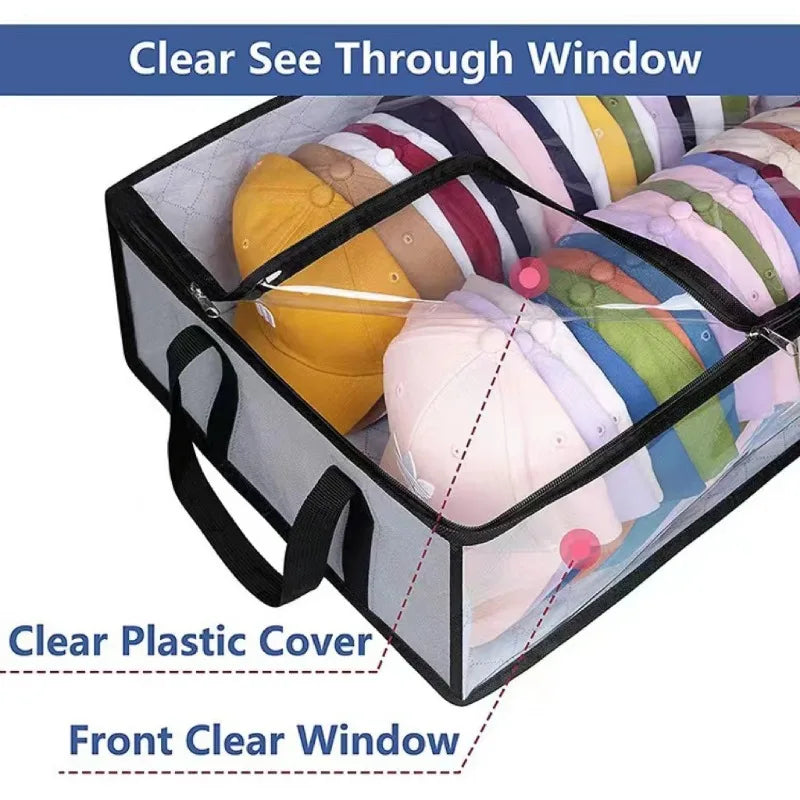 Collapsible Baseball Cap Storage Box, Large Capacity Multifunctional Hat Bag, Can Hold 40 Hats,Suitable for Dormitory Bedroom