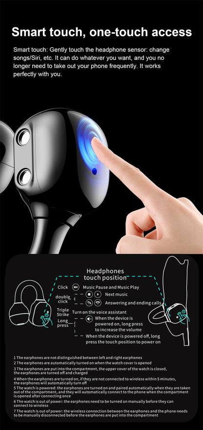 LIGE Bluetooth Headphones with clip-on design 2 In 1 Smartwatch with Earphones Heart Rate Sport Fitness Headset Smart Watch 2026