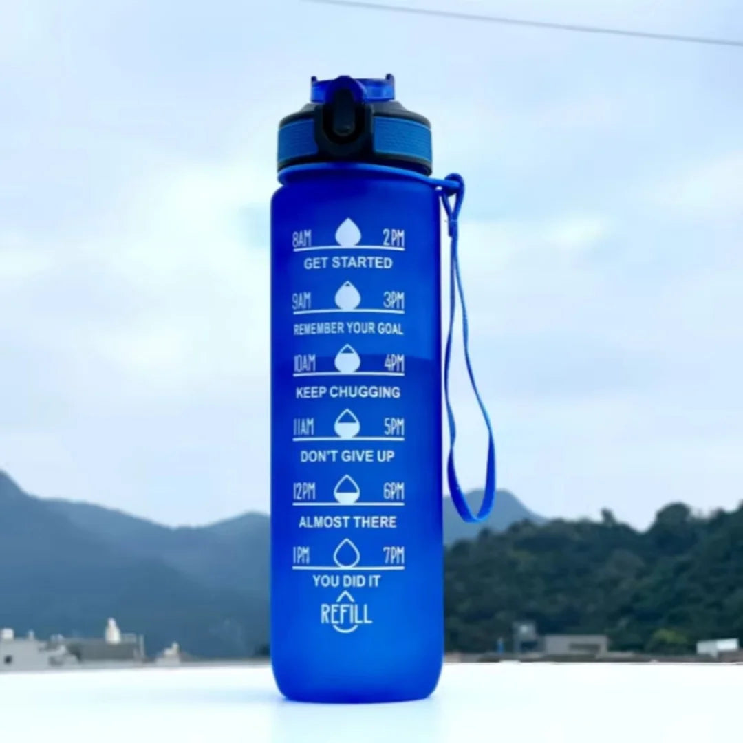 Gradient Color 1000ml Plastic Water Bottle with Straw Leak-Proof Sports Water Bottle for Outdoor Travel Fitness Cycling