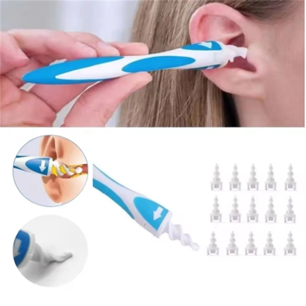 Spiral Ear Oil Remover Portable Soft Ear Oil Remover For Adults And Children Ear Wax Cleaning Tool 16 Head Ear Wax Cleaning Tool