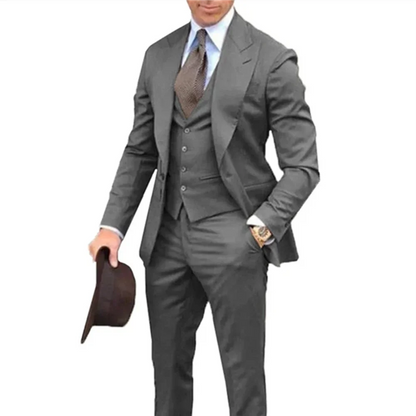 Purple Suit Men Business Tuxedos Formal 3 Pieces Set Jacket Vest Pants Single Breasted Groom Groomsman Prom Wedding Party