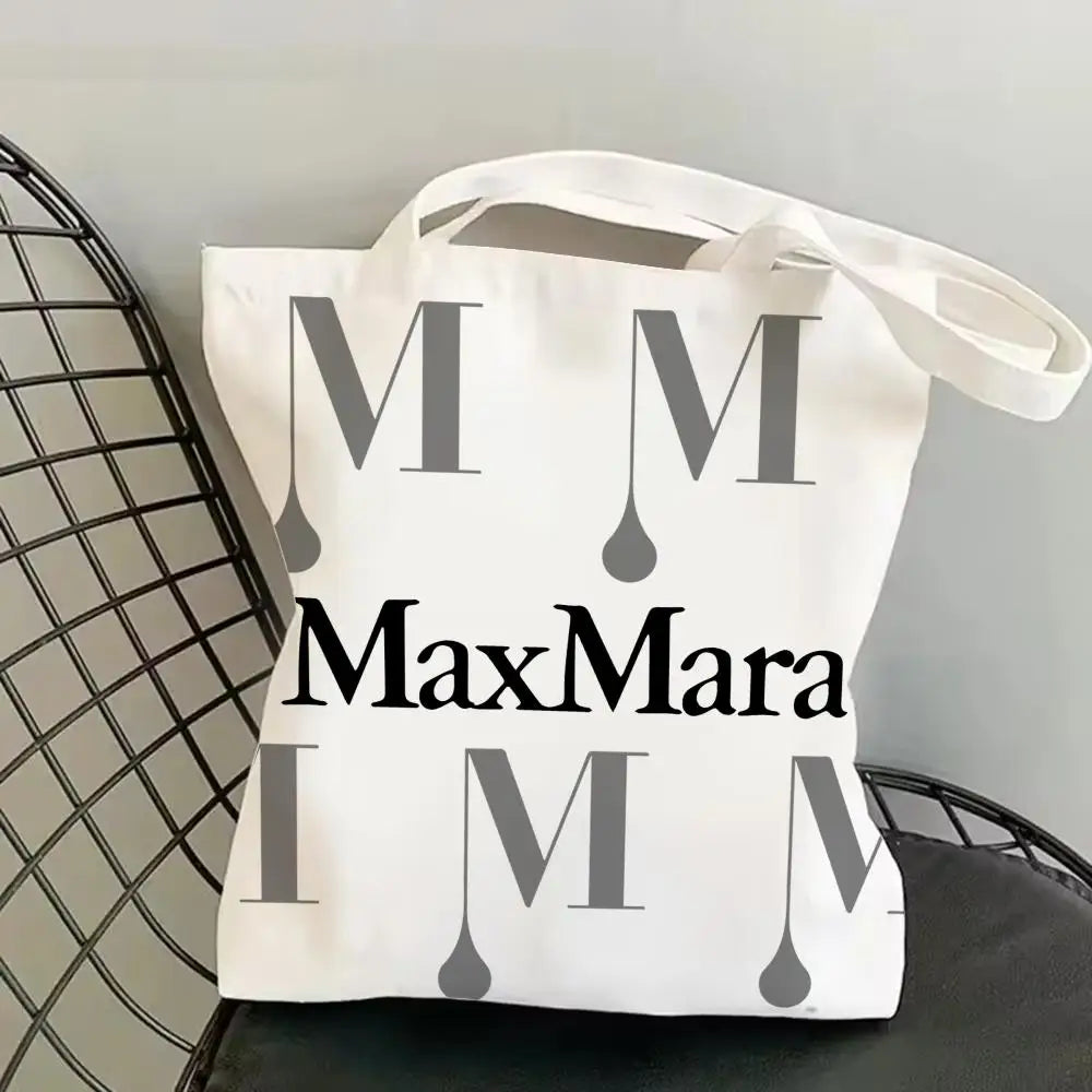 M-Max MaraS Brand Storage Bags Canvas Tote Bag Double-Sided Print Lightweight Shoulder Shopping Handbag for Daily Use