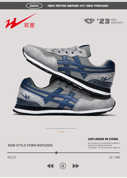 Double Star Training Walking Shoes, Breathable Mesh Sports Shoes, Versatile Fashion Trendy Men's Shoes
