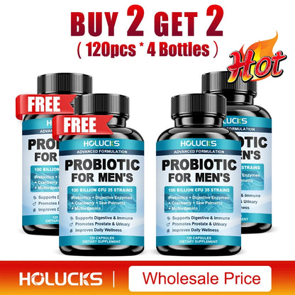 Probiotics Capsules for Men, Nutritional Absorption, Digestion, Immune Support, Prostate & Urinary Health, Reduce Bloating