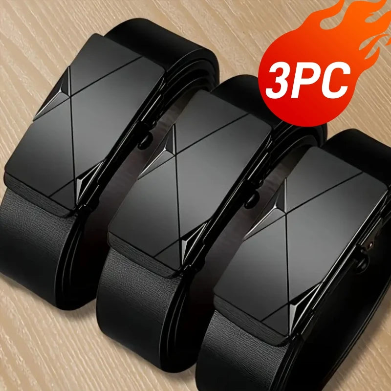 2pcs/3pcs fashionable men's belt, daily casual business belt, jeans belt, synthetic leather high-end suit matching belt, i