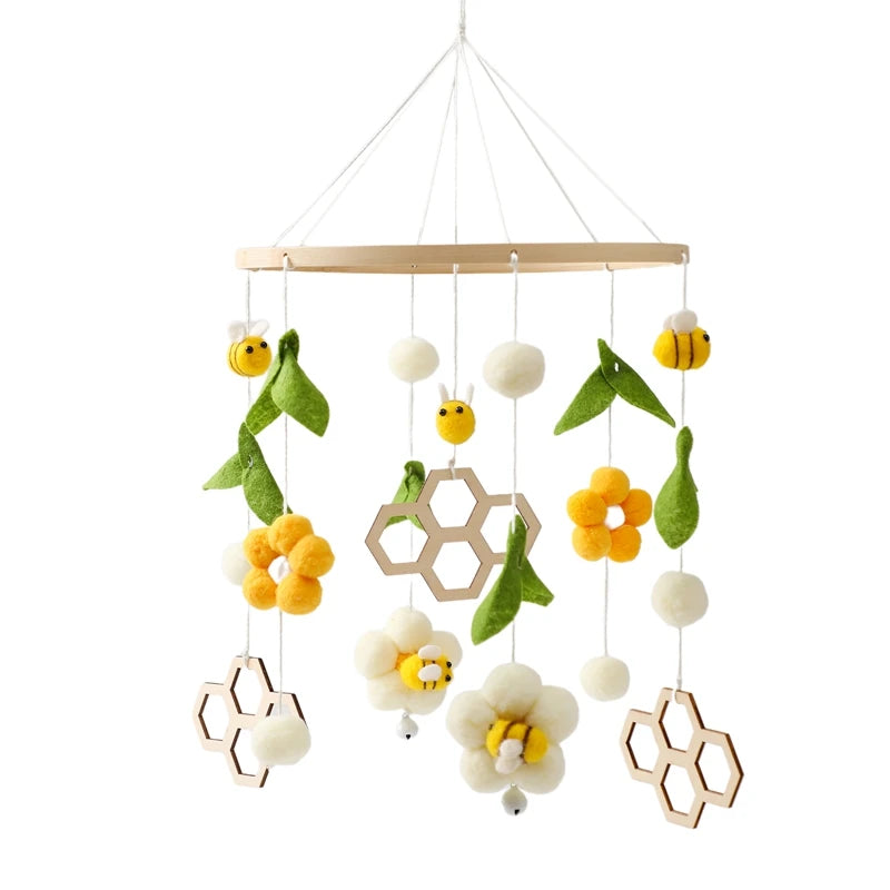 Baby Mobile Crib Bed Bell Musical Rattles Toys Soft Felt Cartoon Animal for Infants Nursery Mobiles Forest Animals Crib Toys