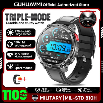2026 New T-REX3 1100mAh Battery SmartWatch 10ATM Waterproof Compass Altitude HD Bluetooth call Sports Flashlight Smart Watch Men