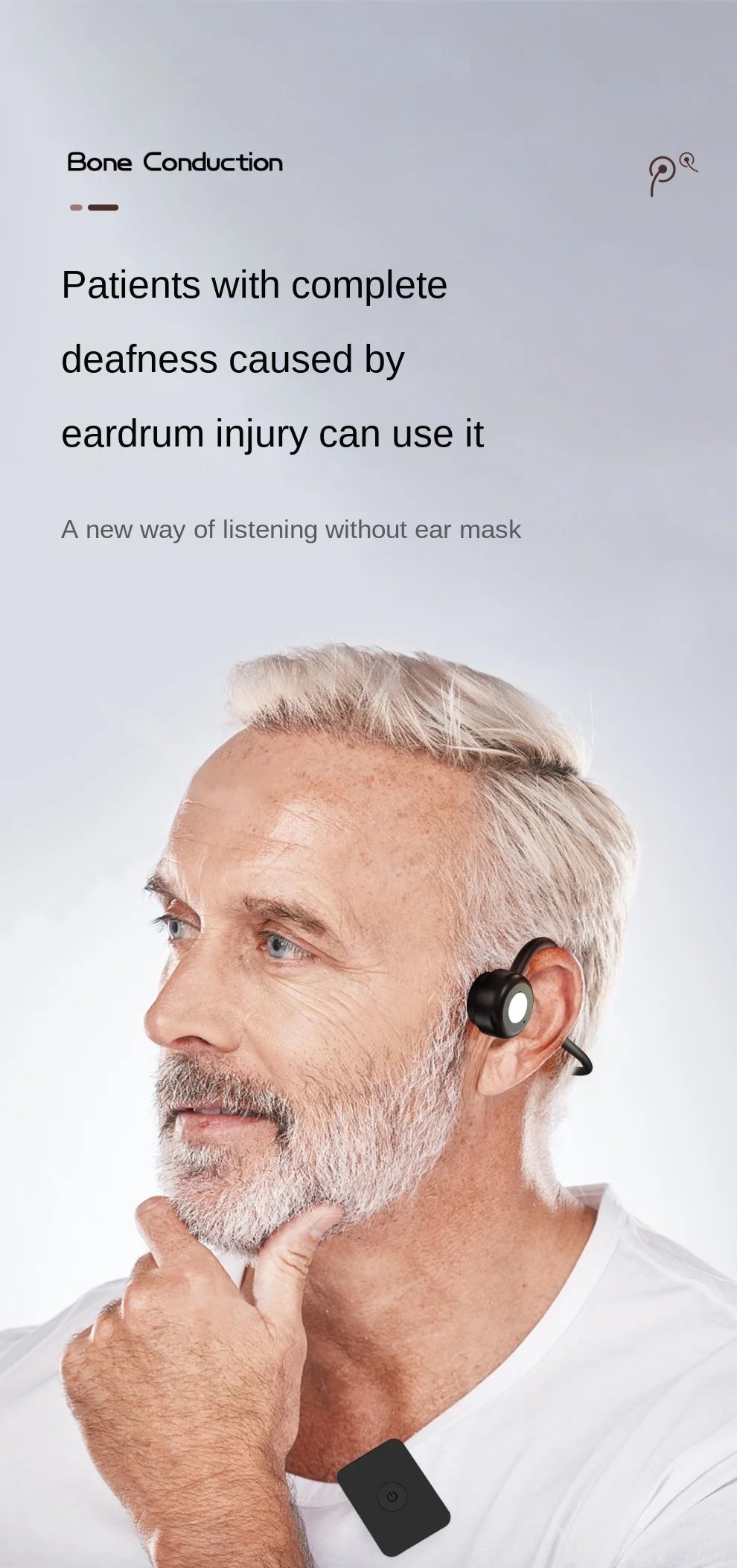 Nowy zestaw słuchawkowy HUHD B2S+ do aparatów słuchowych z przewodnictwem kostnym, mocowany z tyłu, dla osób starszych, bezprzewodowy zestaw słuchawkowy Bluetooth