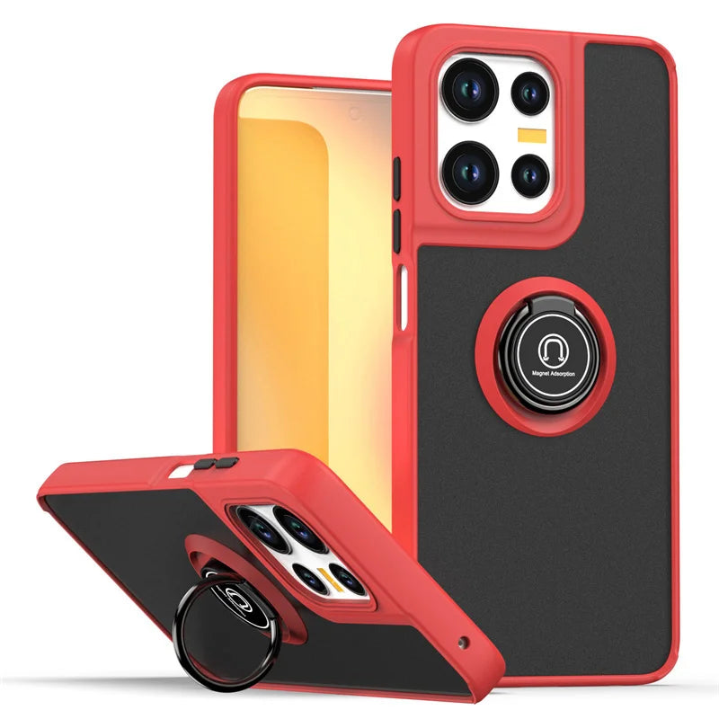 Shockproof Matte Armor Case For Motorola Moto G35 G55 G75 G85 G56 G86 5G G05 G15 Magnetic Holder Ring Stand Hard PC Back Cover