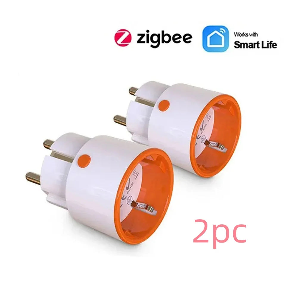 Tuya Zigbee EU Plug 16A Smart Home Voice Control Energy Monitoring Child Lock Schedule Timer Power Socket for Alexa Google Home