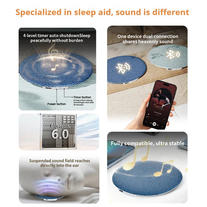 Bluetooth 6.0 Pillow Speaker for Sleeping, Wireless MP3 Music Player for Sleeping Ultra-Thin Under Pillow Sound Machine