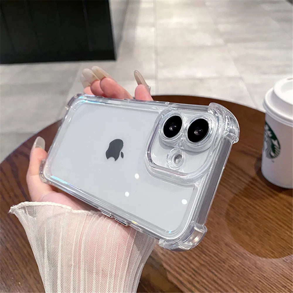 Luksusowe Etui Przeciwwstrząsowe Przezroczyste do iPhone 17 16 15 14 13 12 11 Pro X XR XS Max Plus Air Miękkie Przezroczyste Etui Bumper