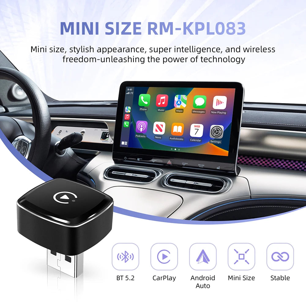 Mini 2in1 Wireless CarPlay Adapter Wireless Android Auto AI Smart Box Intelligent Systems for Wired CarPlay Car