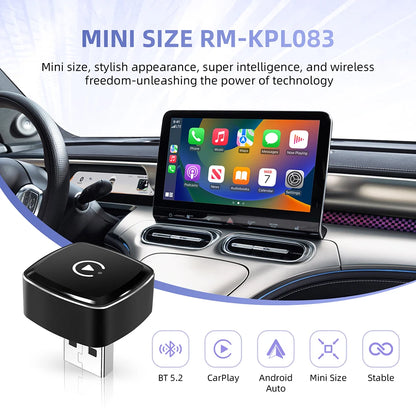 Mini 2in1 Wireless CarPlay Adapter Wireless Android Auto AI Smart Box Intelligent Systems for Wired CarPlay Car