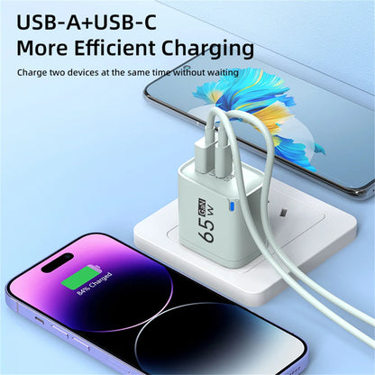 65W USB Fast Charging Charger Type C Quick Charger Portable Mobile Phone Plug EU/US/UK Wall Adapter For iPhone Samsung Xiaomi